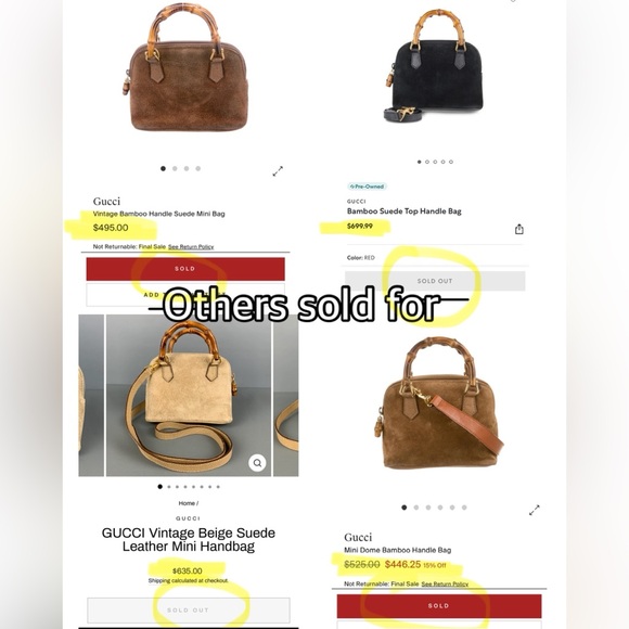 Gucci Bamboo Mini Suede 2 Way Bag - Picture 16 of 16